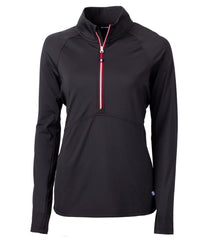 Cutter & Buck Layering XS / Black/Red Cutter & Buck - Women's Adapt Eco Knit Half Zip Pullover w/ Contrast Zipper