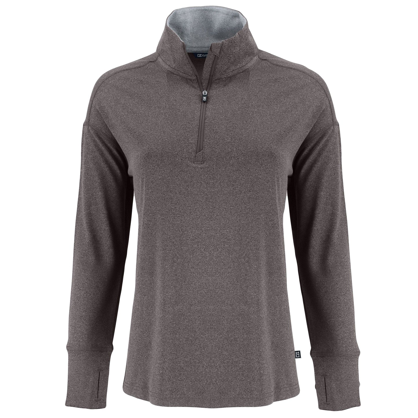 Cutter & Buck Layering XS / Dark Black Heather Cutter & Buck - Women's Forge Recycled Stretch 1/4-Zip Pullover