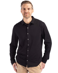 Cutter & Buck Woven Shirts Cutter & Buck - Men's Advantage Tri-Blend Eco Soft Pique Knitted Button-Up