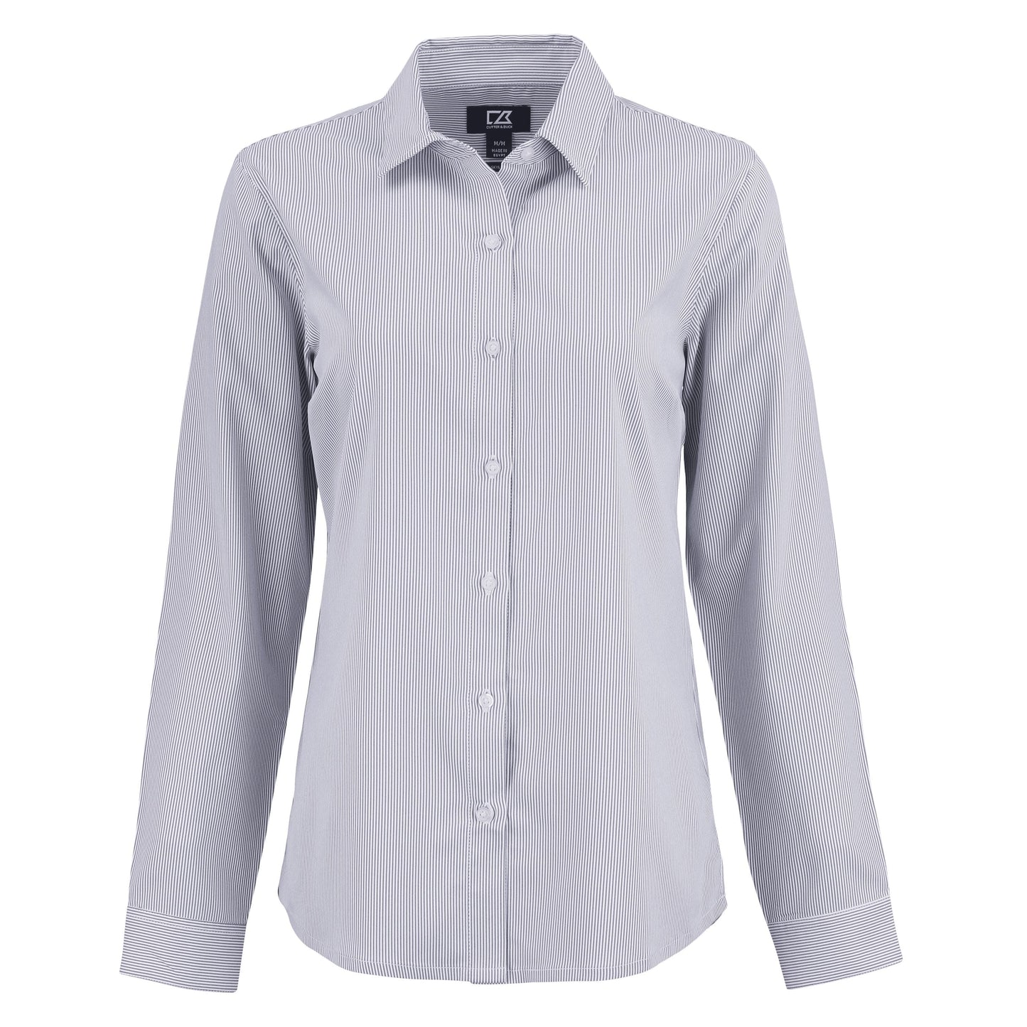 Cutter & Buck Woven Shirts XS / Elemental Grey/White Cutter & Buck - Women's Skyline Recycled Pinstripe Dress Shirt