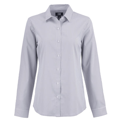 Cutter & Buck Woven Shirts XS / Elemental Grey/White Cutter & Buck - Women's Skyline Recycled Pinstripe Dress Shirt
