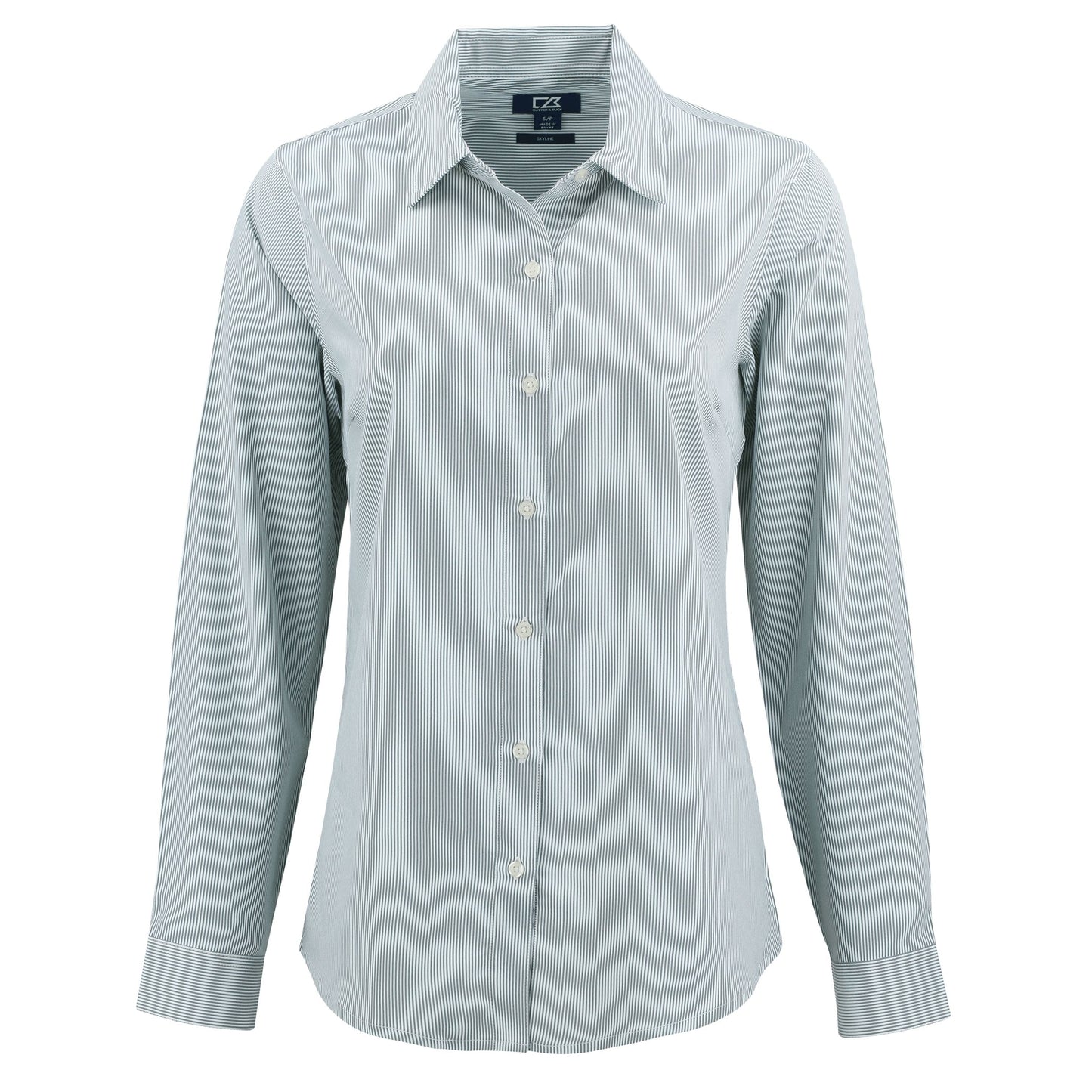 Cutter & Buck Woven Shirts XS / Hunter/White Cutter & Buck - Women's Skyline Recycled Pinstripe Dress Shirt
