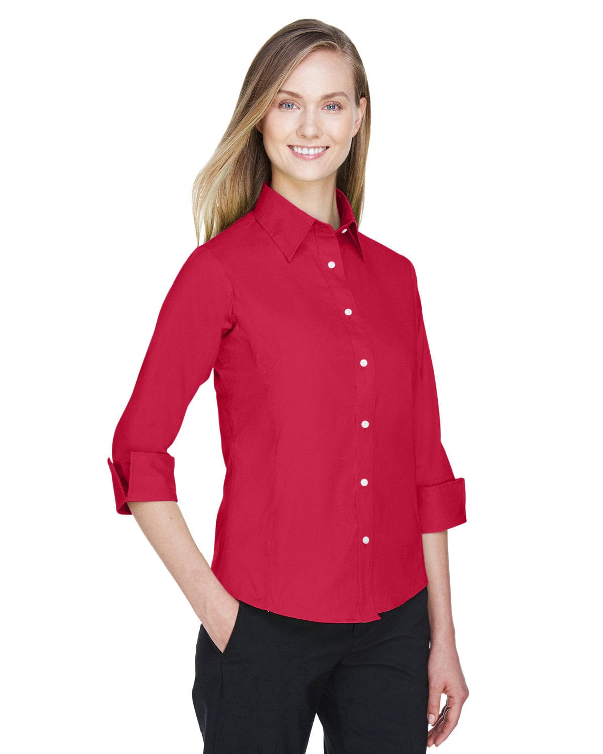 Devon & Jones Woven Shirts Devon & Jones - Women's Perfect Fit™ 3/4 Sleeve Stretch Poplin Blouse