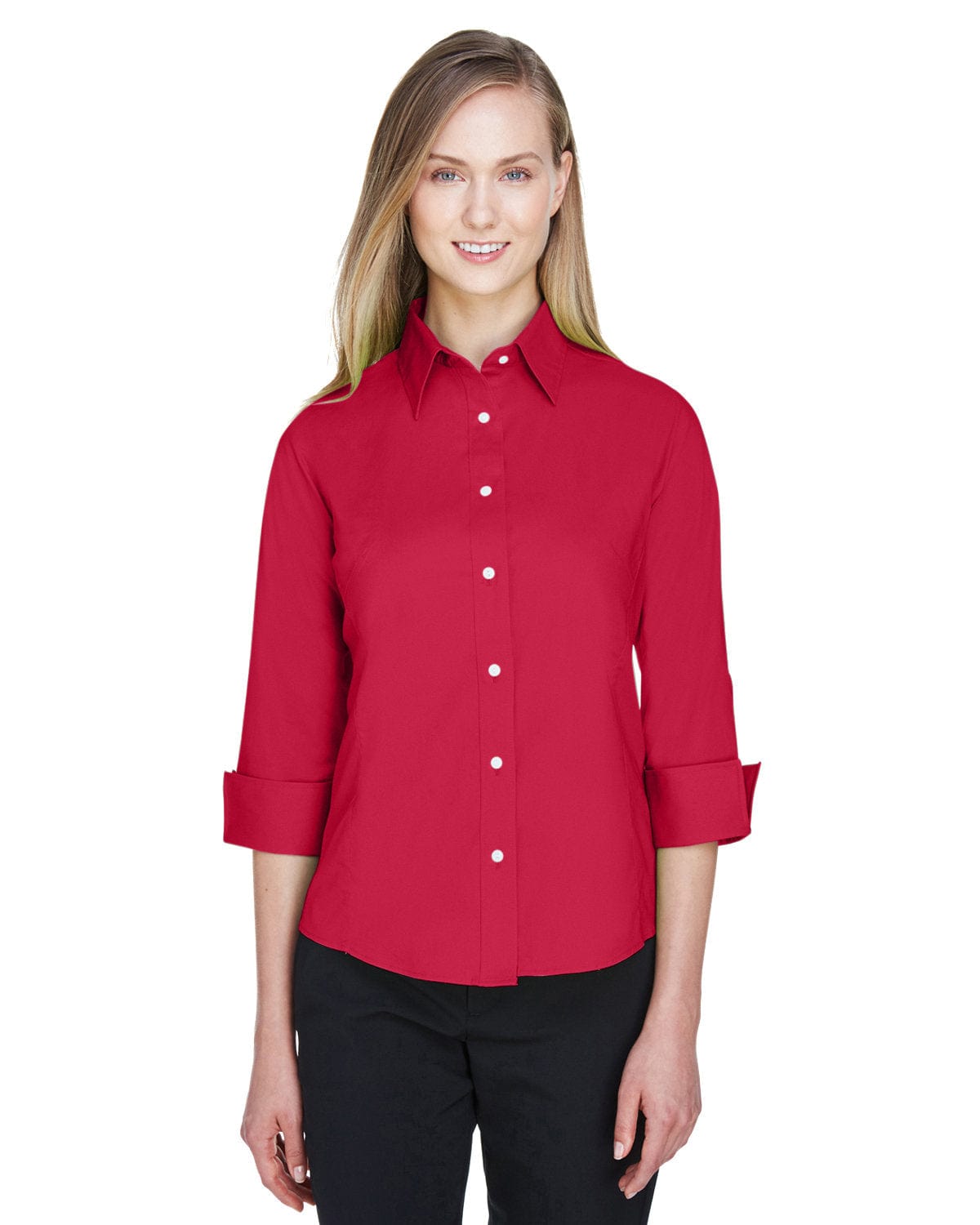 Devon & Jones Woven Shirts Devon & Jones - Women's Perfect Fit™ 3/4 Sleeve Stretch Poplin Blouse