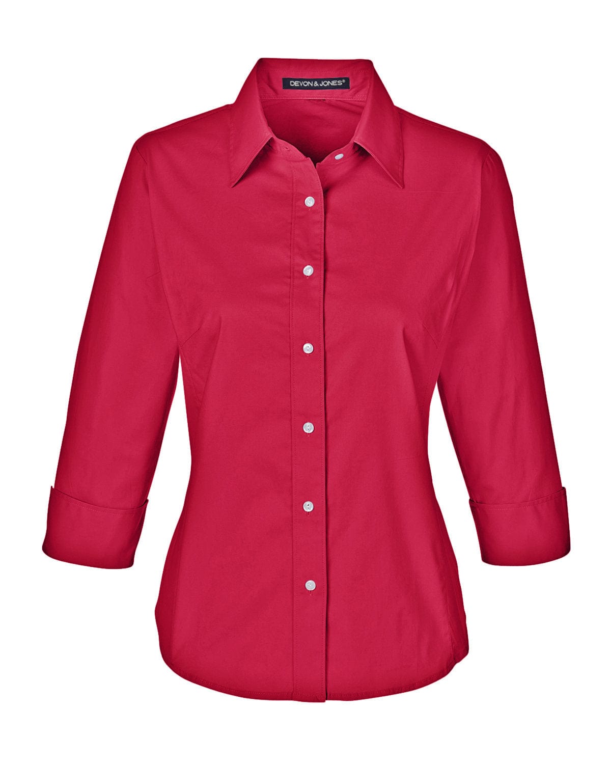 Devon & Jones Woven Shirts S / Red Devon & Jones - Women's Perfect Fit™ 3/4 Sleeve Stretch Poplin Blouse