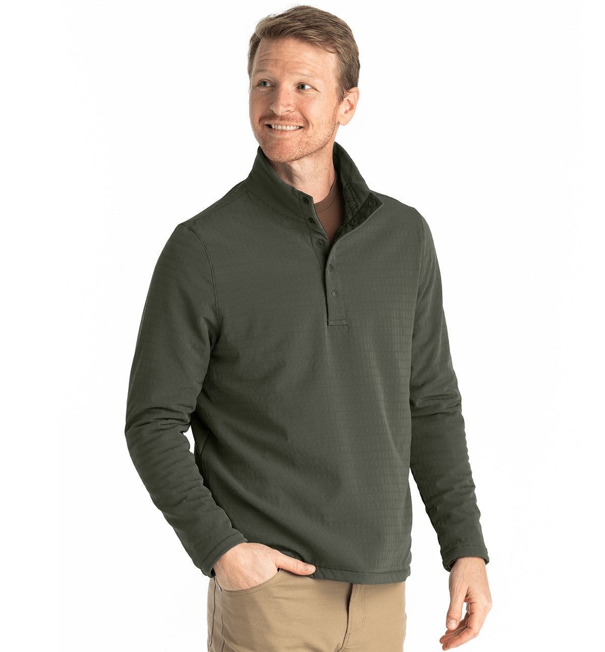 Free Fly Outerwear S / Dark Olive Free Fly - Men's Gridback Fleece Snap Pullover