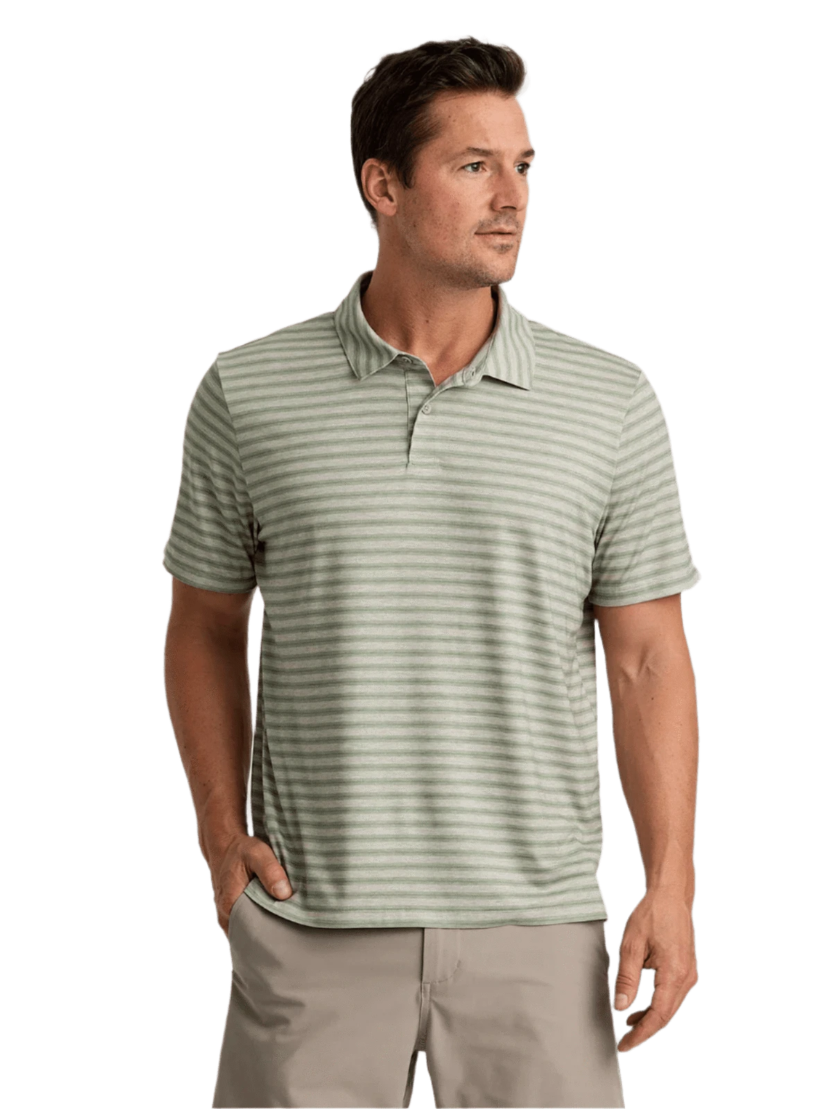 Free Fly Polos S / Smooth Sailing Stripe Heather Desert Sage Free Fly - Men's Elevate Polo
