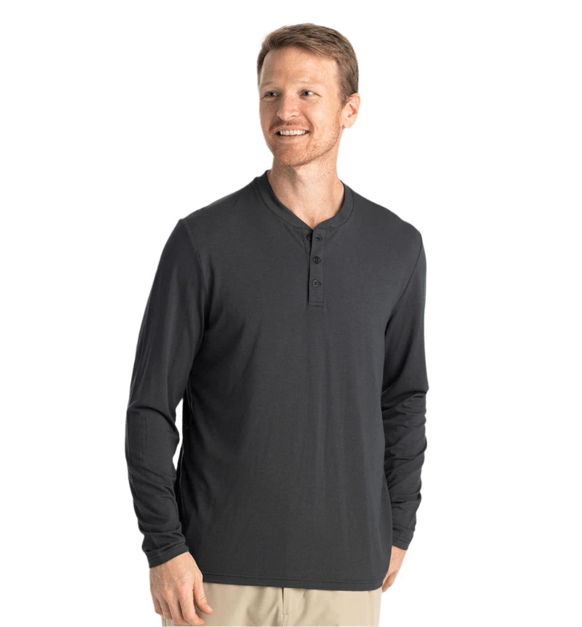 Free Fly T-shirts S / Black Sand Free Fly - Men's Bamboo Flex Long Sleeve Henley