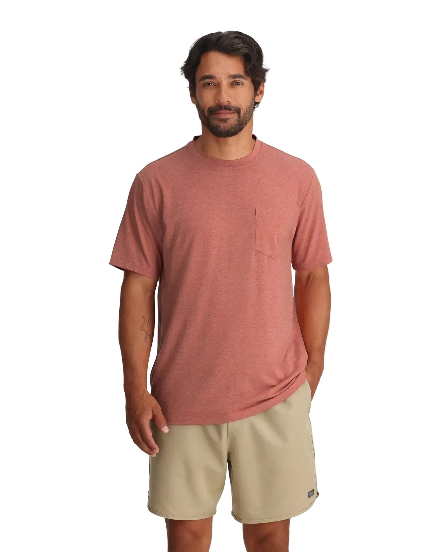 Free Fly T-Shirts S / Heather Red Clay Free Fly - Men's Bamboo Flex Pocket Tee