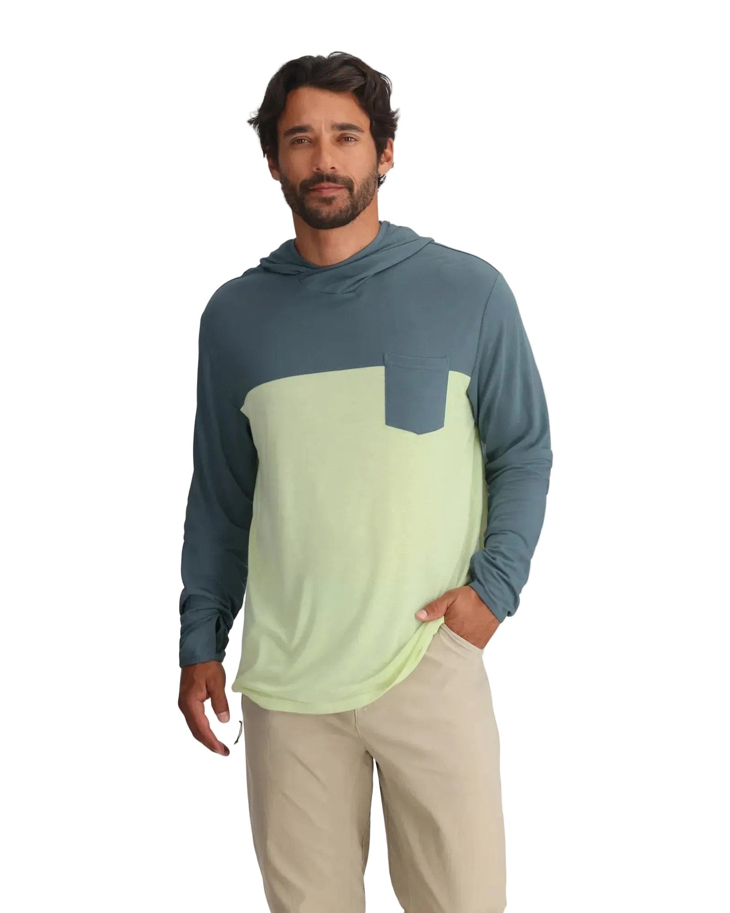 Free Fly T-Shirts S / Stormy Sea/Lime Free Fly - Men's Bamboo Hybrid Hoodie