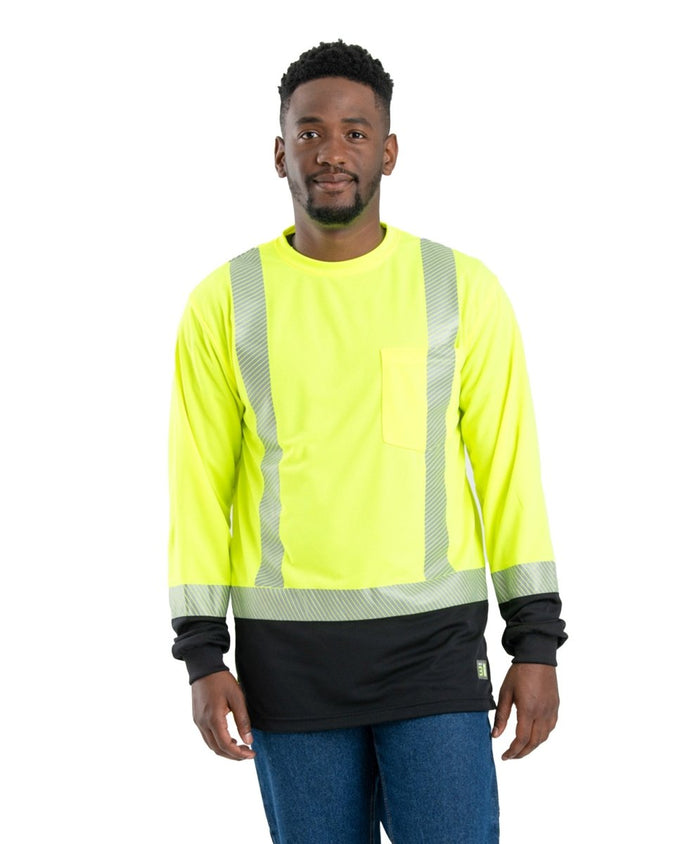 Berne - Men's Hi-Vis Class 3 Color Block Long-Sleeve T-Shirt