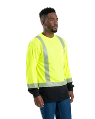 Berne - Men's Hi-Vis Class 3 Color Block Long-Sleeve T-Shirt