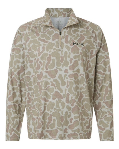 HUK Layering S / Sand HUK - Men's Airweight KC Printed Quarter-Zip Pullover