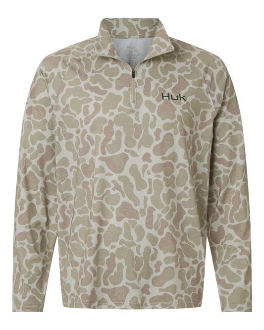 HUK Layering S / Sand HUK - Men's Airweight KC Printed Quarter-Zip Pullover