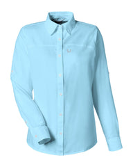 HUK Woven Shirts XS / Crystal Blue HUK - Women's Tide Point Long Sleeve Shirt