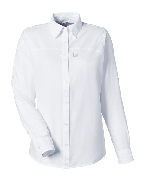 HUK Woven Shirts XS / White HUK - Women's Tide Point Long Sleeve Shirt