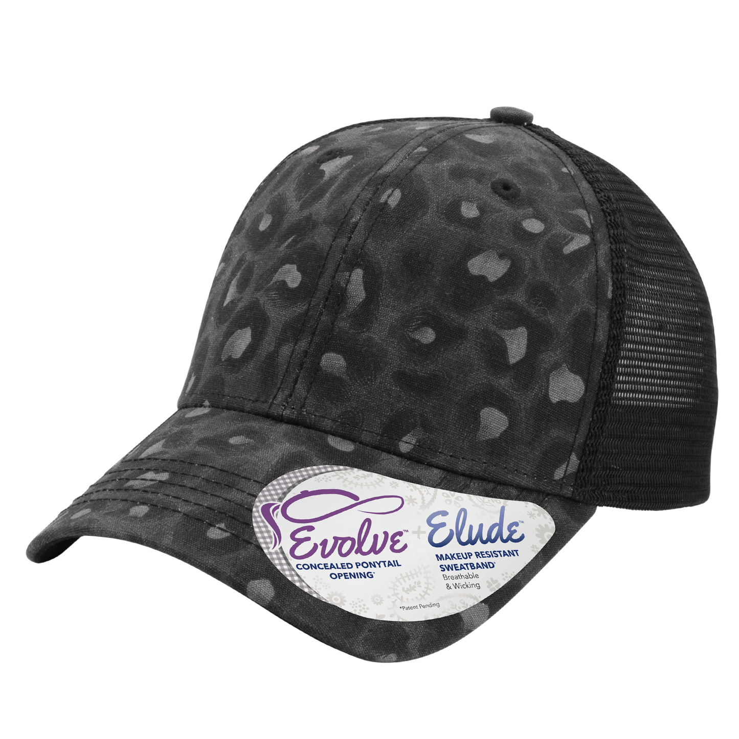 Infinity Her Headwear Adjustable / Black Leopard/Black Infinity Her - CHARLIE Trucker Ponytail Cap Patterned
