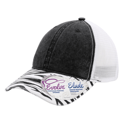 Infinity Her Headwear Adjustable / Black/Zebra/White Infinity Her - JANET Printed Visor/Mesh-Back Ponytail Cap