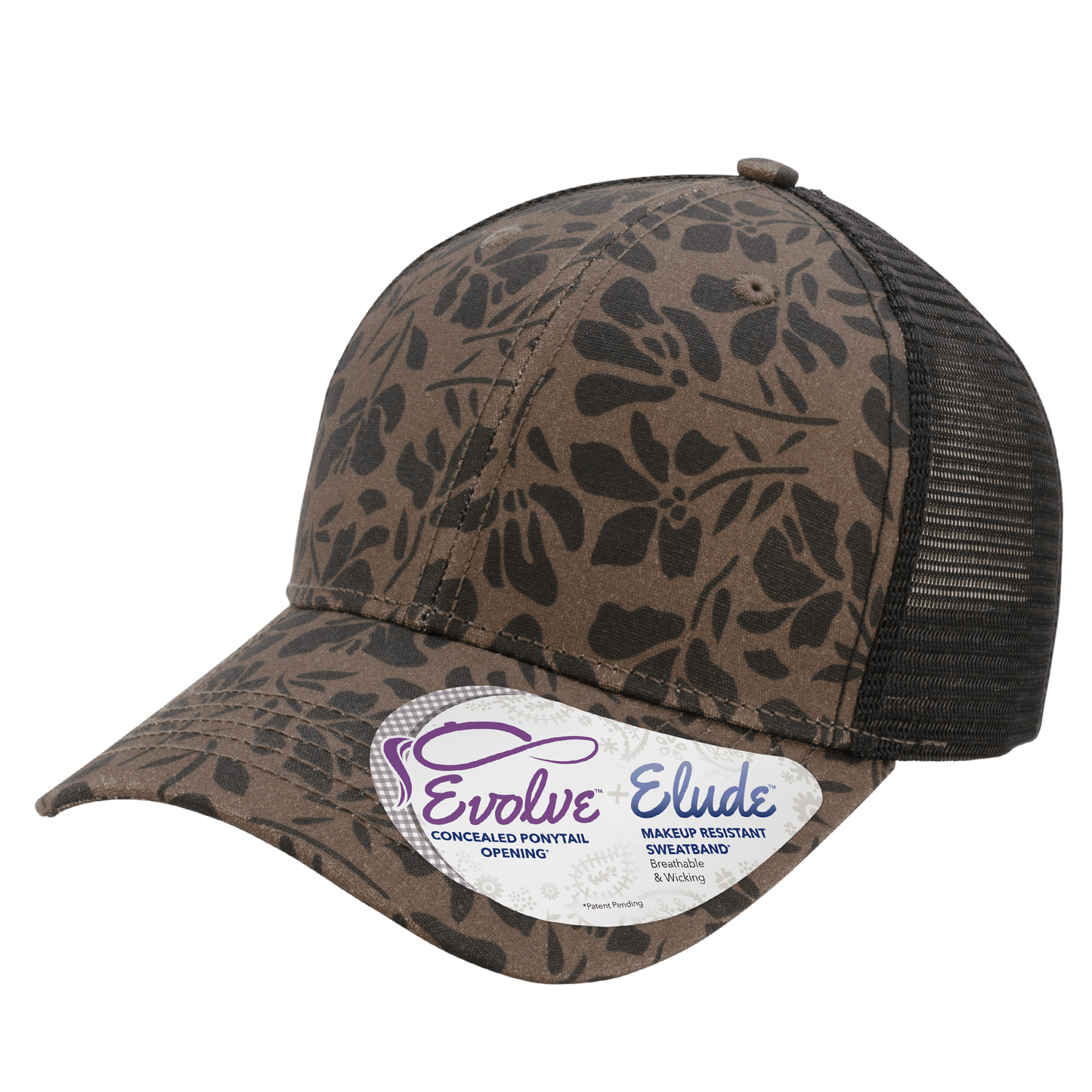 Infinity Her Headwear Adjustable / Chocolate Floral/Black Infinity Her - CHARLIE Trucker Ponytail Cap Patterned