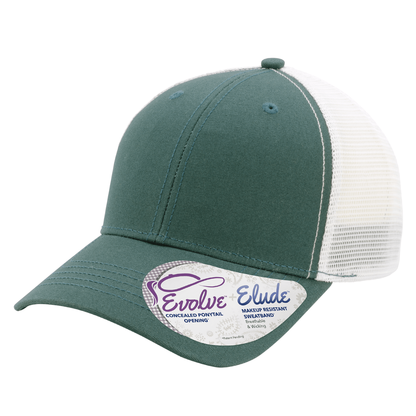 Infinity Her Headwear Adjustable / Emerald/White Infinity Her - CHARLIE Trucker Ponytail Cap Solid