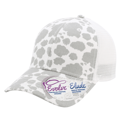 Infinity Her Headwear Adjustable / Grey Cow/White Infinity Her - CHARLIE Trucker Ponytail Cap Patterned