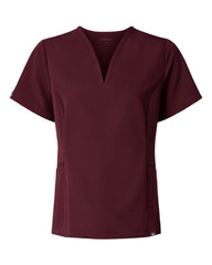 JAANUU Scrubs XXS / Burgundy JAANUU - Women's Calix Fit & Flare Scrub V-Neck Top