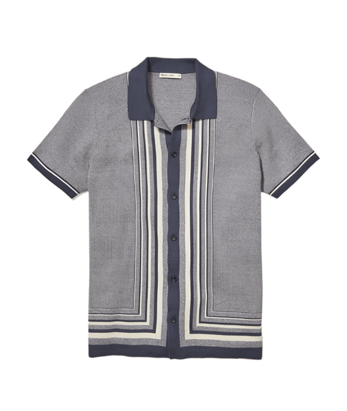 Marine Layer Sweaters S / India Ink/Oatmeal Marine Layer - Men's Ethan Sweater Button-Down