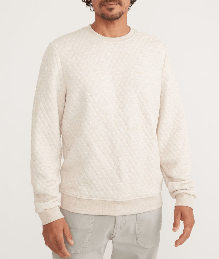 Mens quilted crewneck 2024 sweatshirt