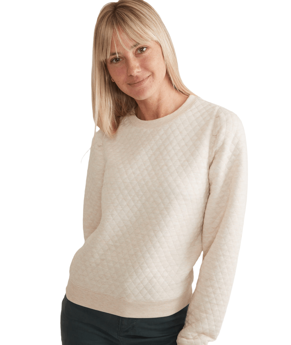 Marine Layer Sweatshirts Marine Layer - Women's Corbet Quilted Puff Sleeve Crewneck