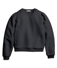 Marine Layer Sweatshirts XS / Charcoal Marine Layer - Women's Corbet Quilted Puff Sleeve Crewneck