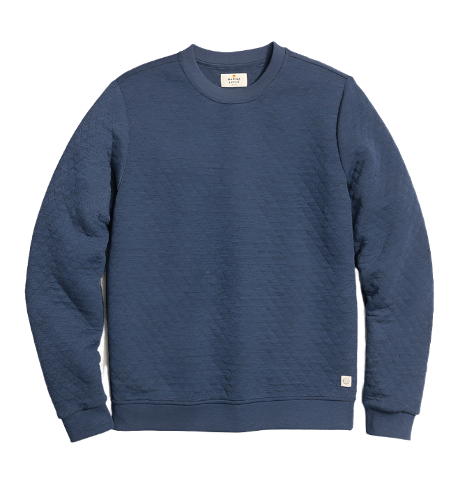 Marine Layer Sweatshirts XS / Navy Heather Marine Layer - Men's Corbet Quilted Crewneck
