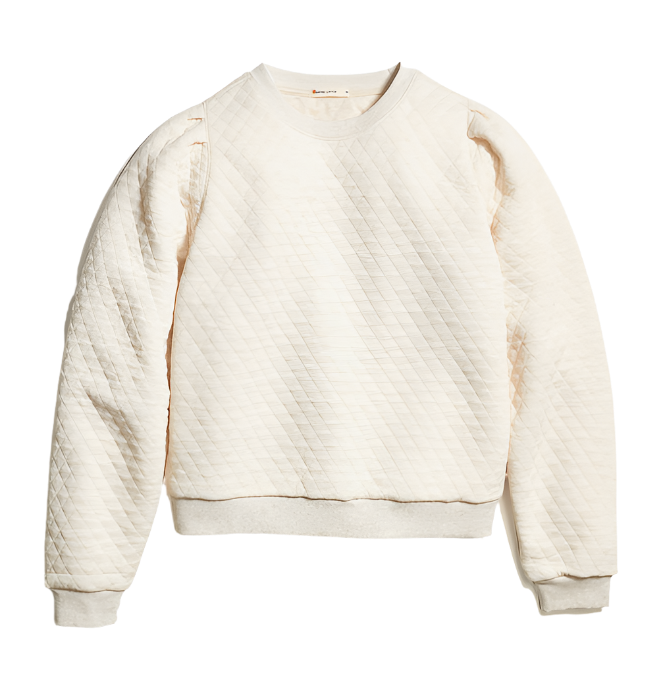 Marine Layer Sweatshirts XS / Oat Heather Marine Layer - Women's Corbet Quilted Puff Sleeve Crewneck