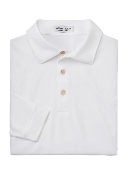 Peter Millar - Men's Performance Long-Sleeve Jersey Polo - White