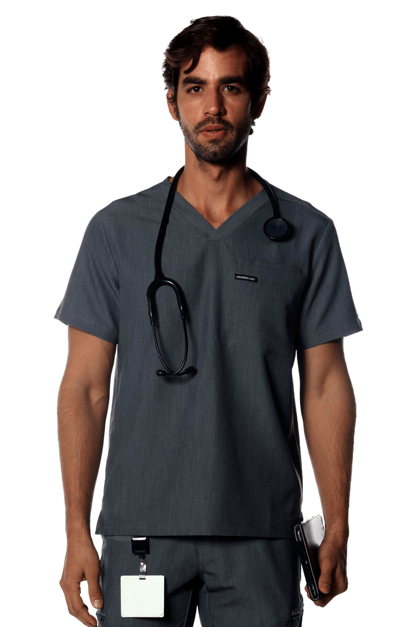 Members Only Scrubs XS / Graphite Members Only - Men's Brighton 3-Pocket Scrub Top