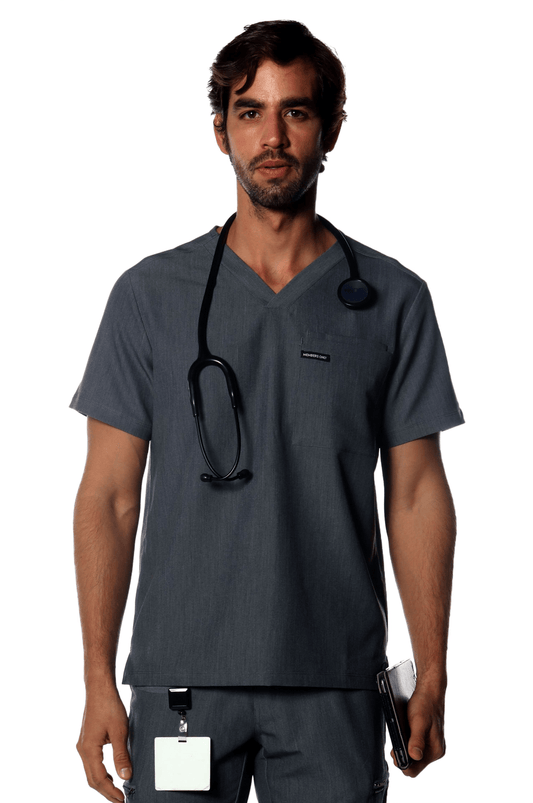 Members Only Scrubs XS / Graphite Members Only - Men's Brighton 3-Pocket Scrub Top