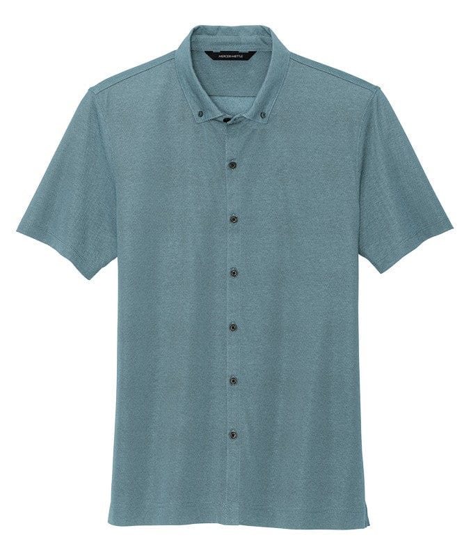 Mercer+Mettle Polos XS / Parisian Blue Heather Mercer+Mettle - Men's Stretch Pique Full-Button Polo
