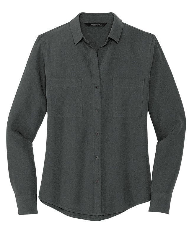 Mercer+Mettle Woven Shirts XS / Anchor Grey Mercer+Mettle - Women's Stretch Crepe Long Sleeve Blouse