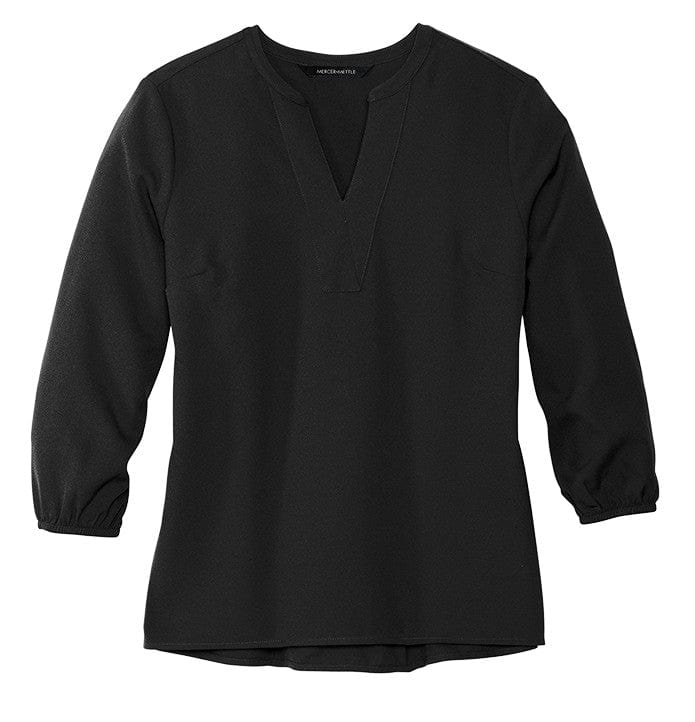 Mercer+Mettle Woven Shirts XS / Deep Black Mercer+Mettle - Women's Stretch Crepe 3/4-Sleeve Blouse