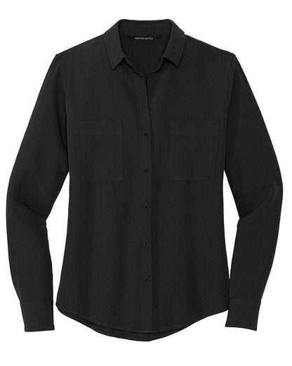 Mercer+Mettle Woven Shirts XS / Deep Black Mercer+Mettle - Women's Stretch Crepe Long Sleeve Blouse