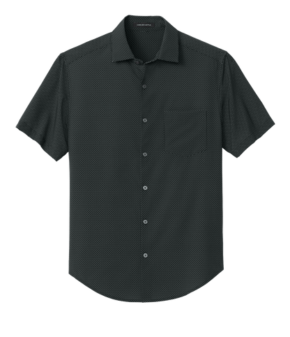 Mercer+Mettle Woven Shirts XS / Deep Black Triangle Print Mercer+Mettle - Men's Short Sleeve Patterned UV Capital Tech Shirt