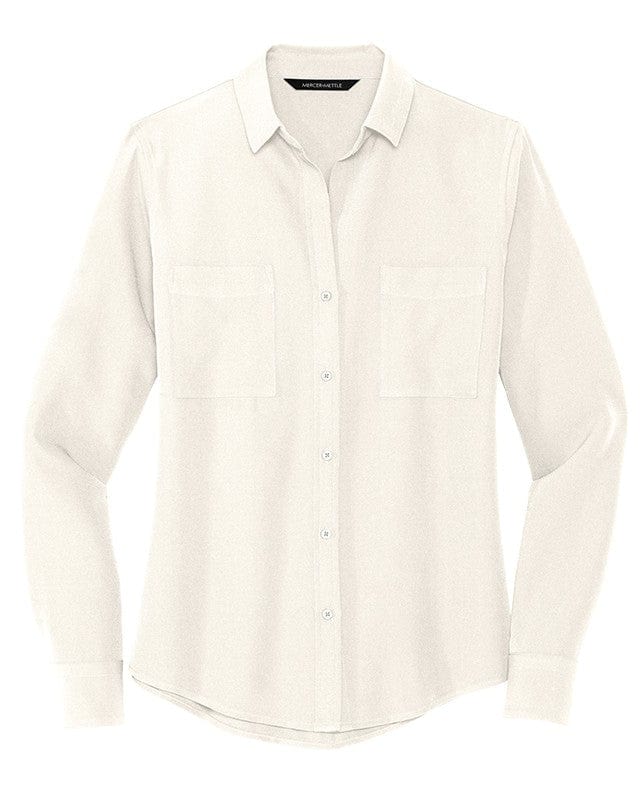 Mercer+Mettle Woven Shirts XS / Ivory Chiffon Mercer+Mettle - Women's Stretch Crepe Long Sleeve Blouse