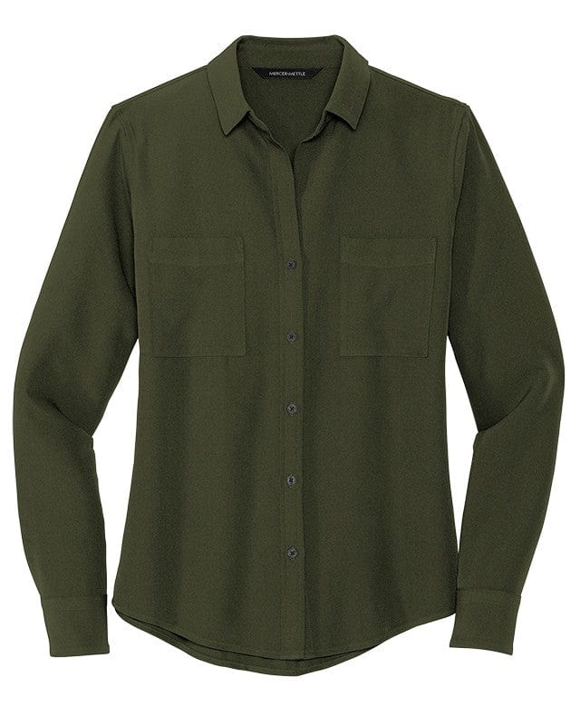 Mercer+Mettle Woven Shirts XS / Townsend Green Mercer+Mettle - Women's Stretch Crepe Long Sleeve Blouse