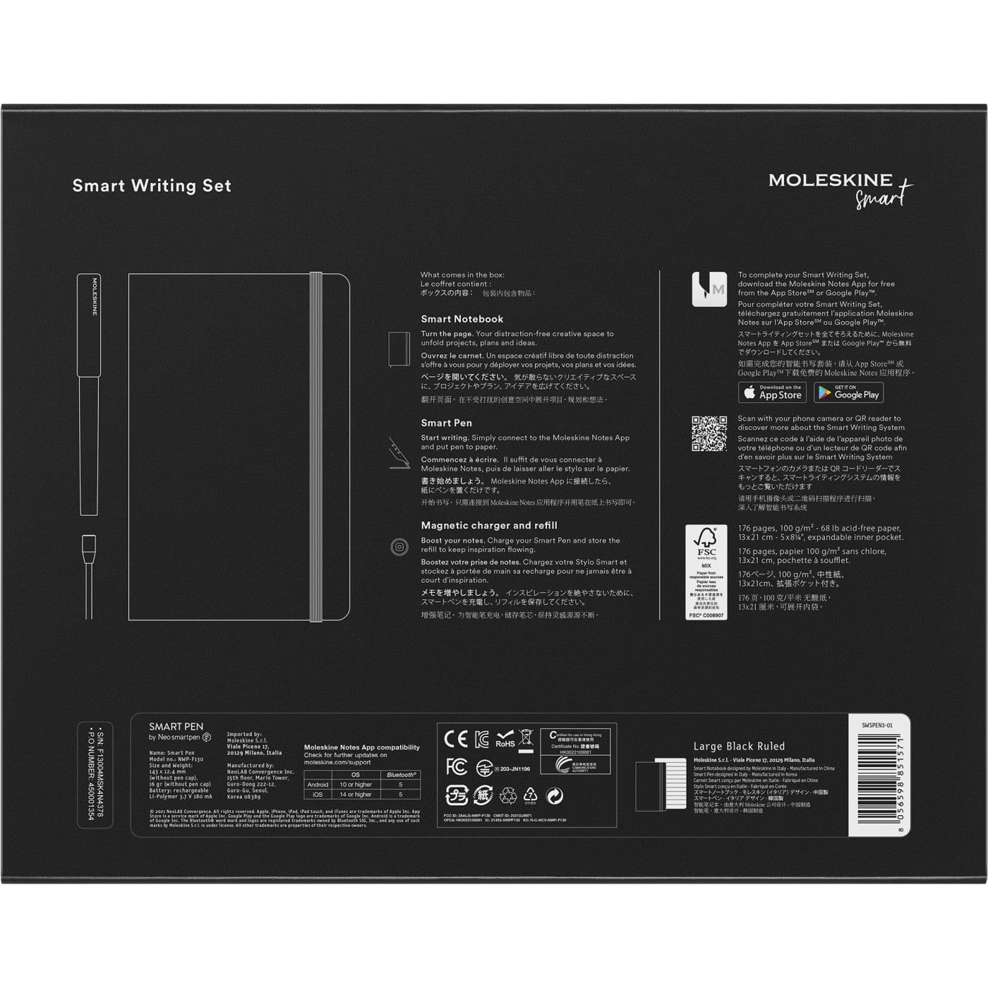 Moleskine Accessories One Size / Black Moleskine - Smart Writing Set - Ruled Large