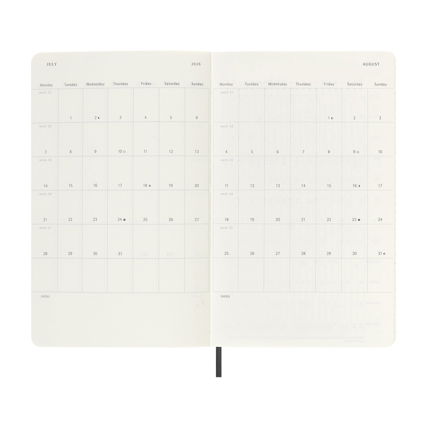 Moleskine Accessories One Size / Black Moleskine - Soft Cover Large 12-Month Weekly 2026 Planner