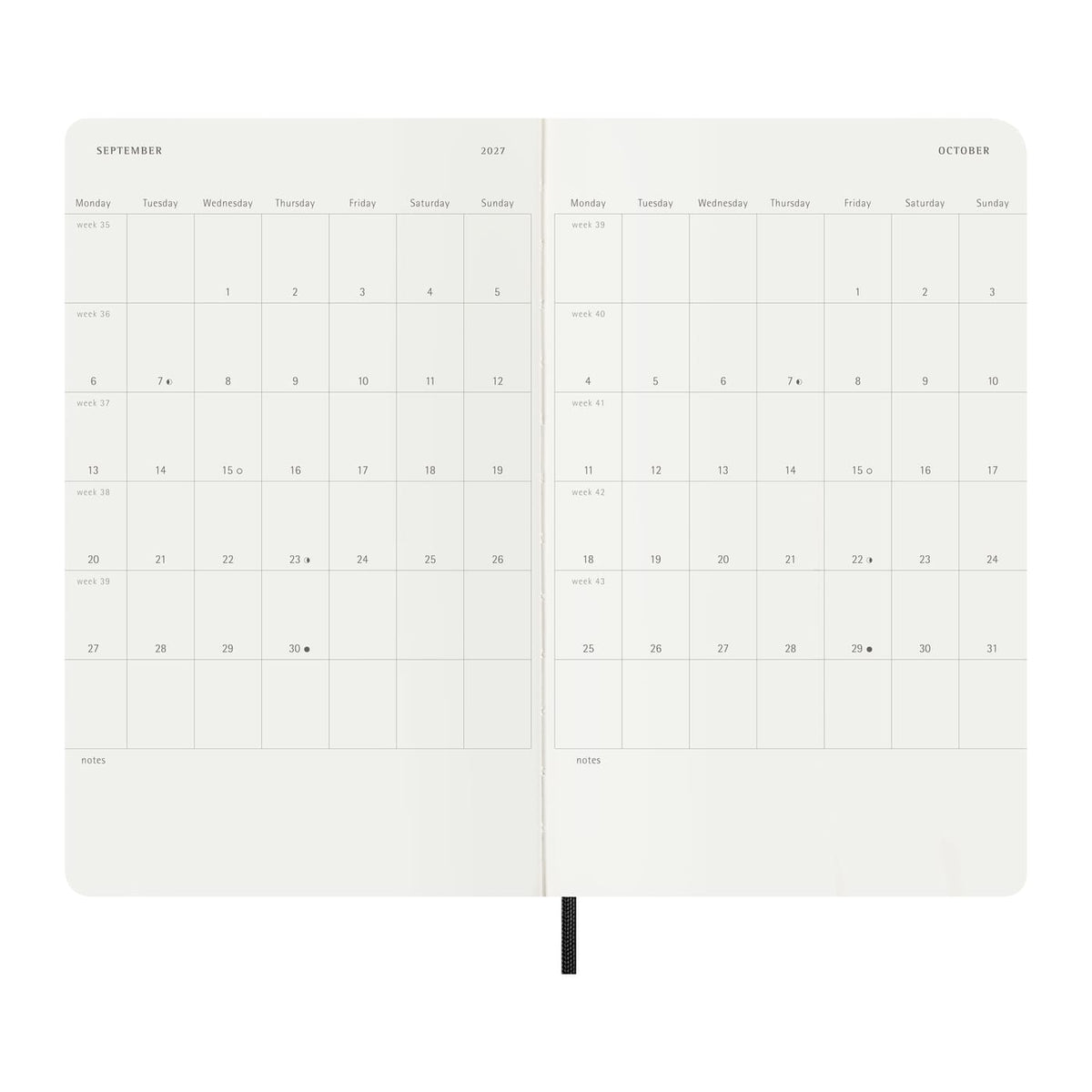 Moleskine Journals & Notebooks One Size / Black Moleskine - Soft Cover Large 12-Month Weekly 2027 Planner