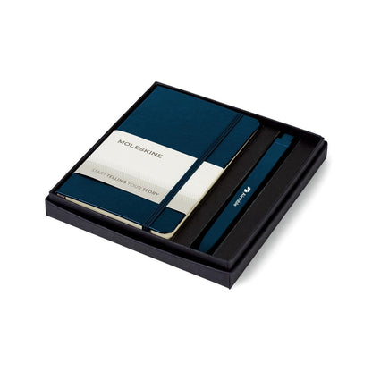 Moleskine Journals & Notebooks One Size / Sapphire Blue/Sapphire Blue Moleskine - Hard Cover Pocket Notebook and GO Pen Gift Set