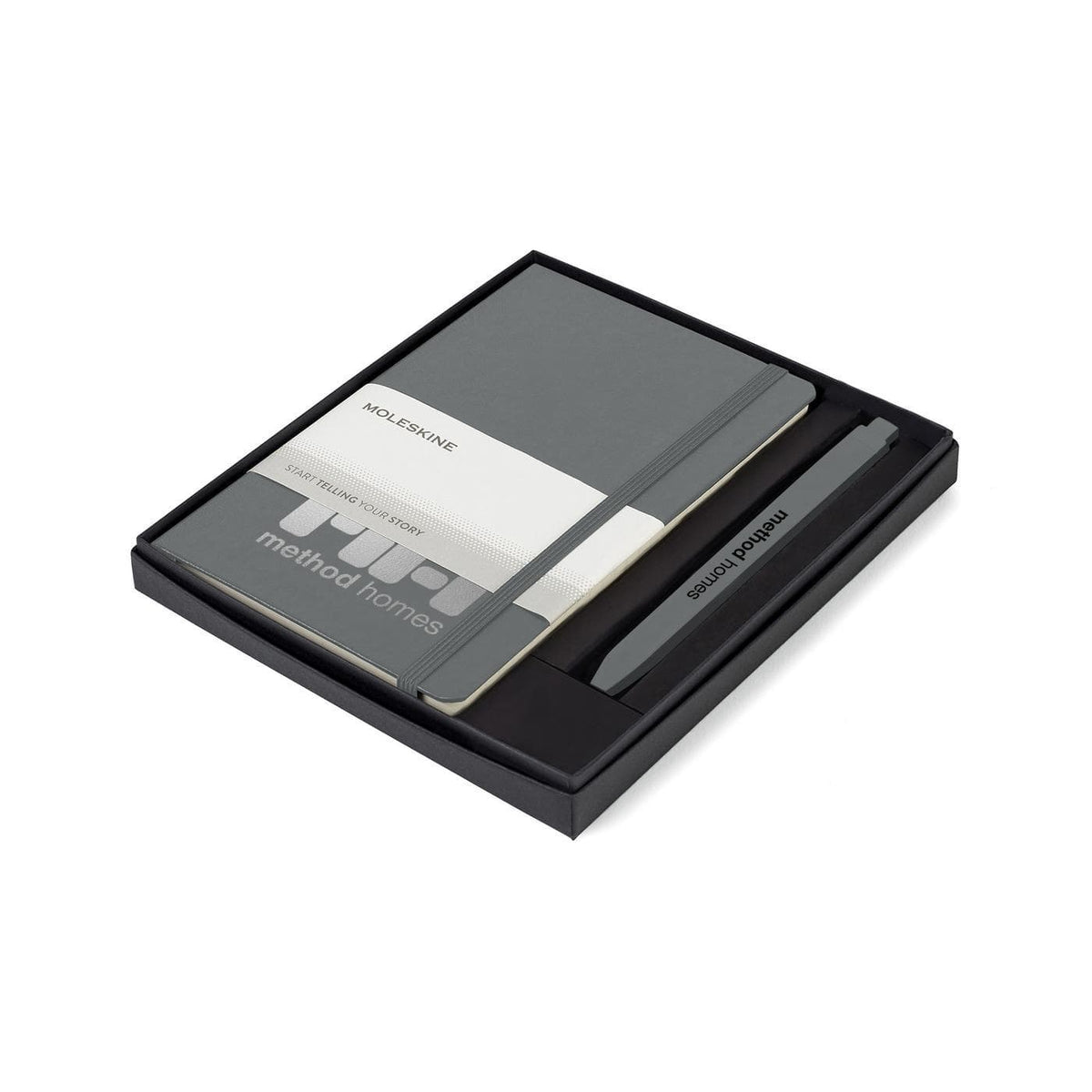 Moleskine Journals & Notebooks One Size / Slate Grey/Slate Grey Moleskine - Hard Cover Medium Notebook and GO Pen Gift Set