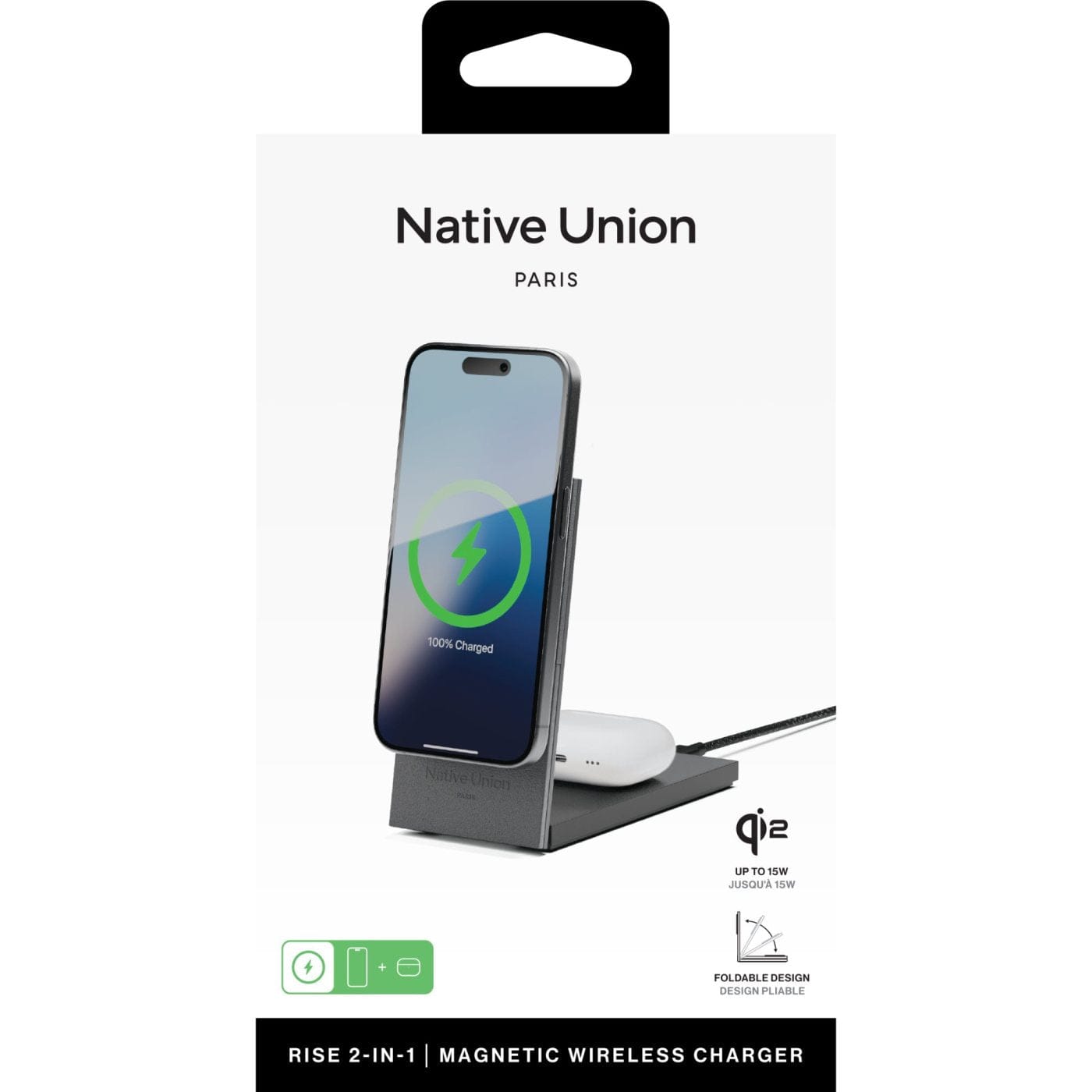 Native Union Electronics Native Union - Rise 2-IN-1 Qi2 Wireless Charger