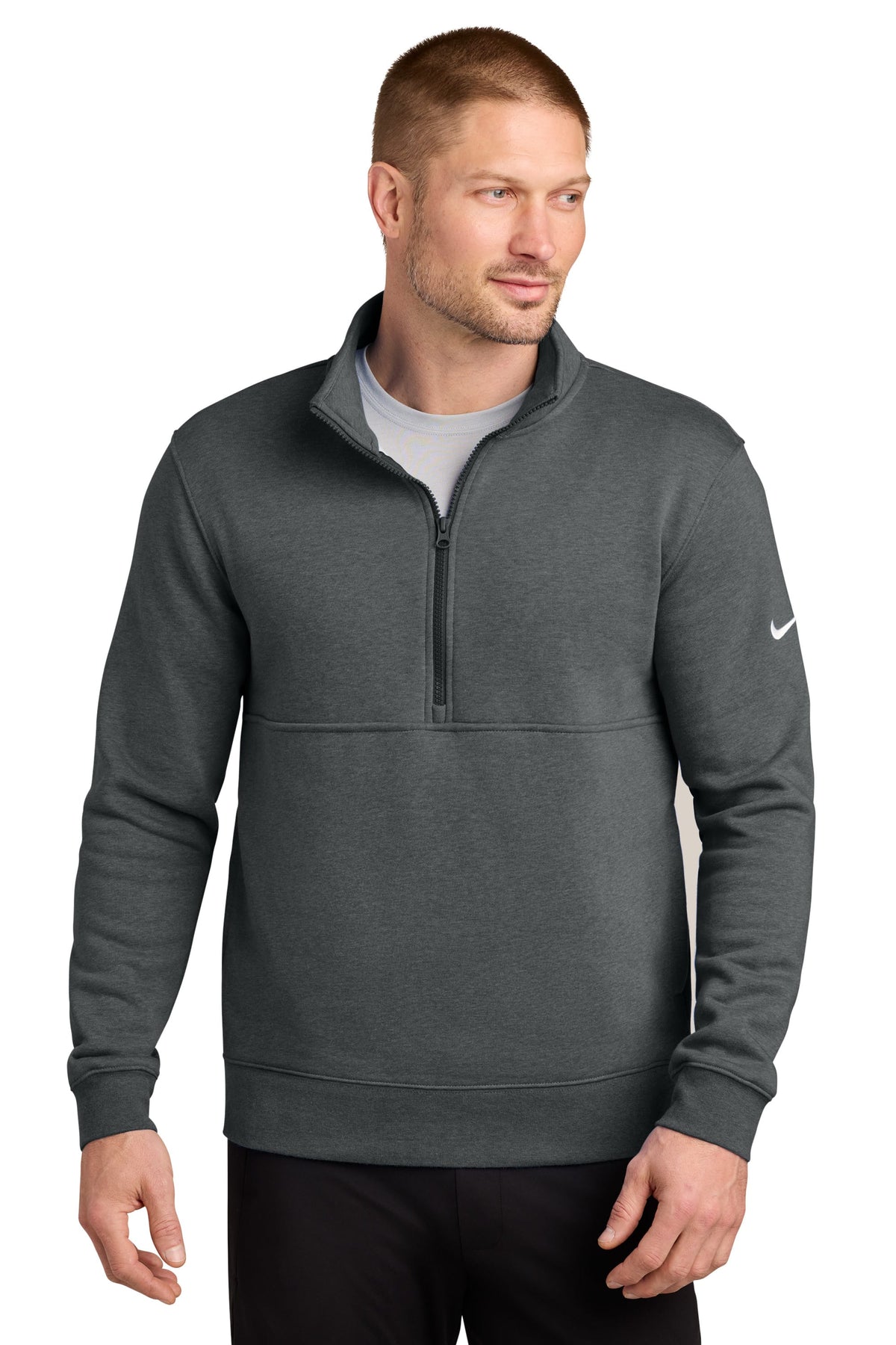 Nike Layering Nike - Men's Club Fleece Heathered Sleeve Swoosh 1/2-Zip