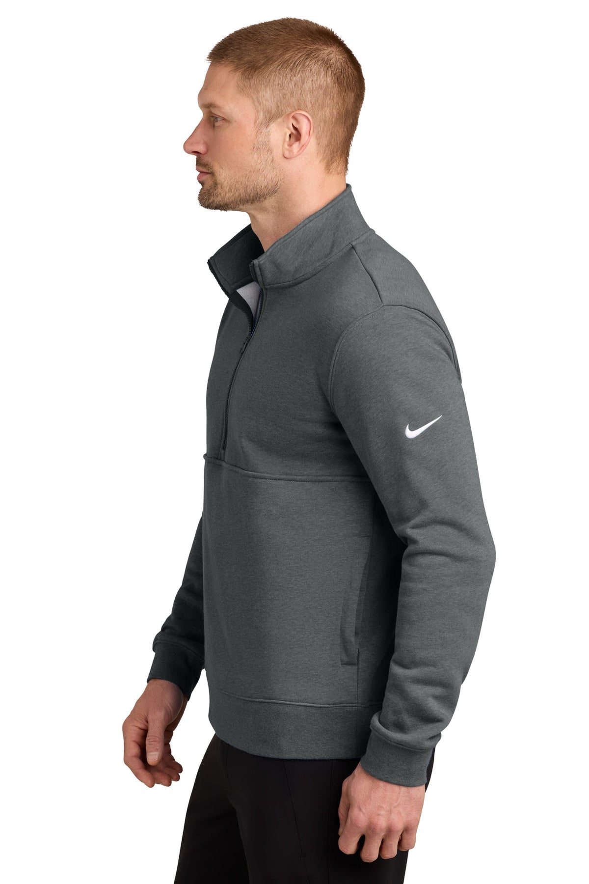 Nike Layering Nike - Men's Club Fleece Heathered Sleeve Swoosh 1/2-Zip